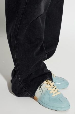 Maison Margiela Leather Sports Shoes, Womens, Blue