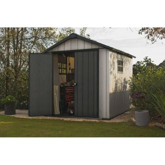 Dmora Dmora - Caseta De Jard&iacute;n Dartmouth, Cobertizo De Jard&iacute;n, Caseta De Jard&iacute;n, Trastero Para Herramientas, 229x287 H242 Cm, Gris
