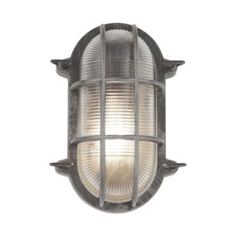 Searchlight Searchlight - Plafoniera Esterno Vintage - Dec&ograve; Paratia Alluminio Nero Trasparente 1 Luce E27