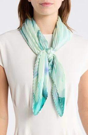 Nordstrom Rack Pleated Satin Scarf in Ivory- Turquoise Floral at Nordstrom Rack