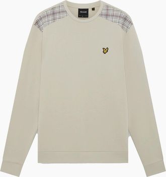 Lyle & Scott Mens Lyle & Scott Check Panelled Crew Neck Sweatshirt Cove - Tan - Size: 36