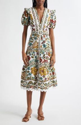 Farm Rio Botanicals Cotton Midi Dress in Off-White at Nordstrom Rack, Size Xx-Small