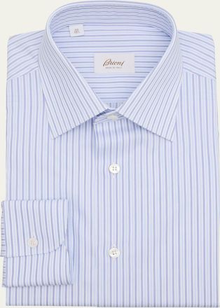 Brioni Mens Cotton Multi-Stripe Dress Shirt