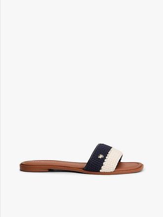Tommy Hilfiger Logo Plaque Colour-Blocked Woven Mules