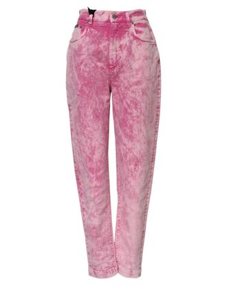 Dolce & Gabbana Womens Pink Tie Dye High Waist Tapered Denim Jeans Cotton Elastane Clothing