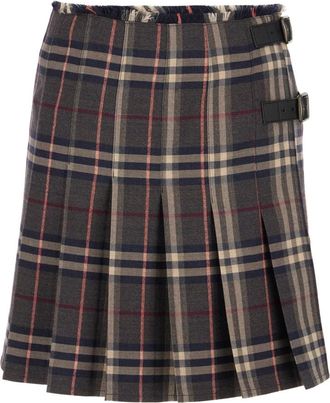 Burberry Elegant Zijden Sjaal Gonne - Dames - Korte rokken - Veelkleurig - S - Wol - Rokken
