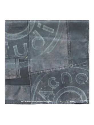 Acne Studios printed silk scarf - unisex - Silk - One Size - Blue