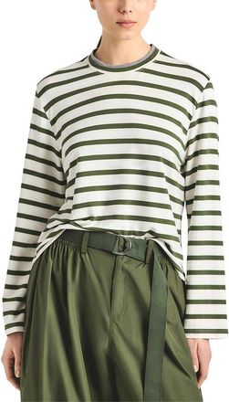 Derek Lam Myrtha Striped French Terry Jersey Crewneck Top