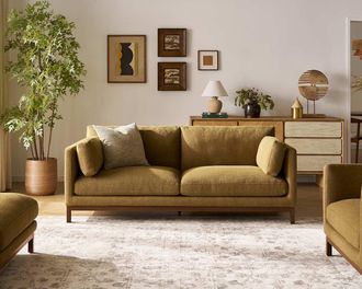 Castlery Owen Sofa, Basketweave Caramel Walnut for Sofas, Brown, Castlery
