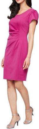 S.L. Fashions Scoop Neck Short Sleeve Sheath Dress in Cassis at Nordstrom Rack, Size 10