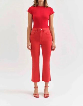 Daze High-Rise Crop Flare Jeans In Red