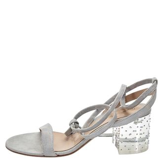 Gianvito Rossi Ladies Grey 60 Suede Sandal, Brand Size 37 (US Size 7)