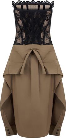 Giuseppe Di Morabito Womens Mini Dress Cotton Lace Beige