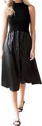 THML Clothing Mixed Media Faux Leather Dress In Black
