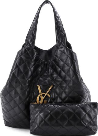 Saint Laurent Icare Shopping Quilted Leather Maxi tote bag - Zwart