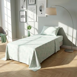 KASANOVA Completo letto singolo policotone foglie verde