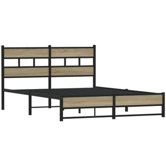 vidaXL Estructura De Cama Sin Colch&oacute;n Metal Roble Sonoma 160x200 Cm Vidaxl