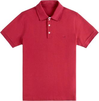 Fay Polo in Piquet Stretch - Heren - Polos - Rood - M - Katoen - Tops