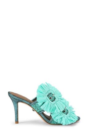 Kurt Geiger Raffia Flower Buckle Sandal in Turquoise/Aqua at Nordstrom, Size 6.5Us