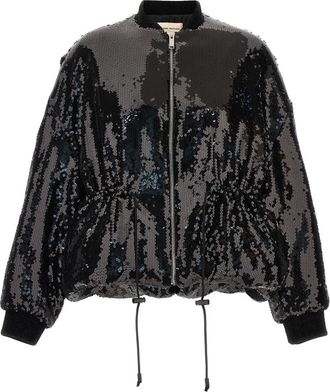 Alexandre Vauthier Black Sequin Bomber Jacket