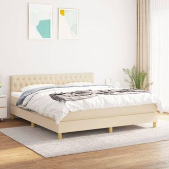vidaXL Vidaxl - Cama Box Spring Con Colch&oacute;n Tela Color Crema 180x200 Cm