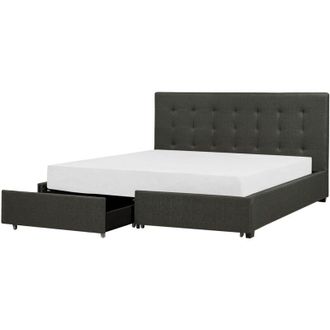 Beliani Beliani - Letto contenitore tessuto grigio scuro con rete a doghe e cassetti 180 x 200 cm La Rochelle