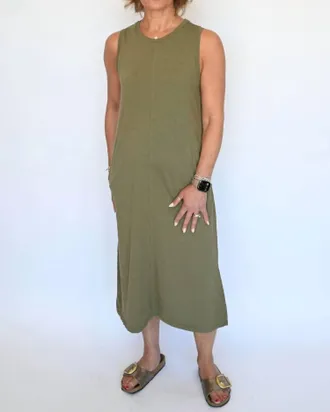 True Grit Mia Midi Dress In Olive Tree