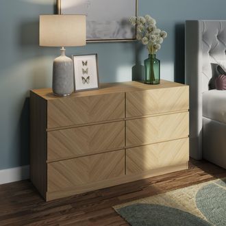 GFW Catania 3+3 Drawer Chest in Light Oak