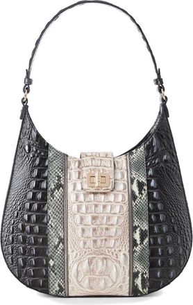 Brahmin Fallon Embossed Leather Shoulder Bag in Charcoal Nottingham at Nordstrom