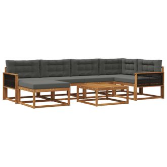 vidaXL Conjunto De Sof&aacute;s De Exterior 7 Pcs Natural Y Antracita Vidaxl