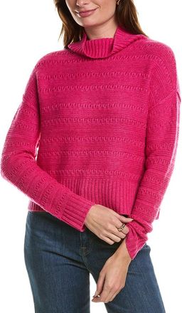 Forté Cashmere Crop Textured Mock Neck Wool & Cashmere-Blend Sweater