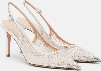 Gianvito Rossi Regina embellished leather slingback pumps