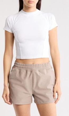 Beyond Yoga Formation Ribbed Crop T-Shirt in White at Nordstrom Rack, Size X-Small