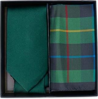 Brooks Brothers Solid Tie & Tartan Pocket Square Set in Hunter at Nordstrom Rack