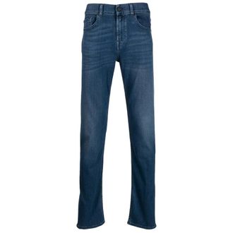 7 For All Mankind Slimmy Tapered Blauwe Jeans - Heren - Jeans - Blauw - Maat: W32 Katoen