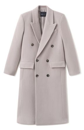 Mango Double Breasted Virgin Wool Blend Coat in Grey at Nordstrom, Size Medium