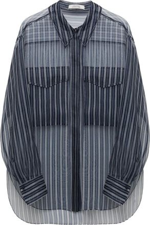 Dorothee Schumacher Elegant Fluid Volumes Blouse - Dames - Overhemden - Blauw - M - Overhemden