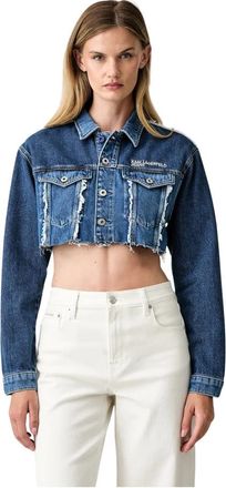 Karl Lagerfeld Cropped Denim Jacket - Dames - Spijkerjassen - Blauw - M - Denim - Jassen