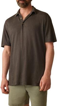Faherty Linen Polo in Washed Black at Nordstrom Rack, Size X-Large