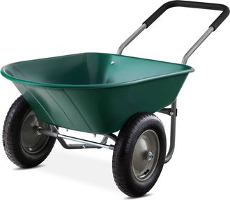 Best Choice Products Dual-Wheel Home Wheelbarrow Yard Garden Cart for Lawn, Construction