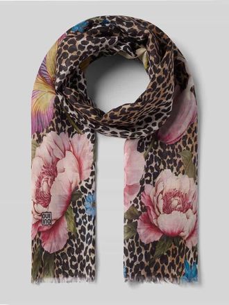Oui Schal mit floralem Allover-Print in Rosa, Gr&ouml;&szlig;e 1