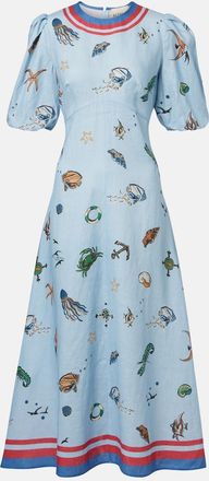 Alemais Printed linen midi dress