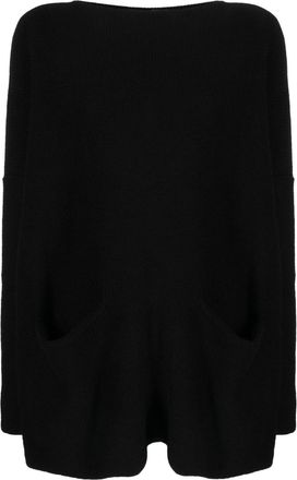 Daniela Gregis open pocket boat neck jumper - women - Cotton - One Size - Black