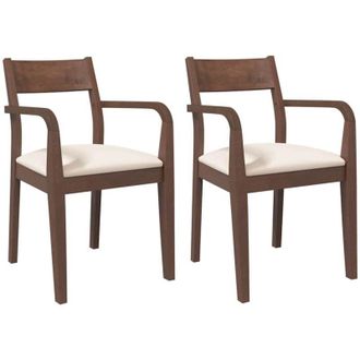 vidaXL Vidaxl - Sillas De Comedor Con Cojines 2 Uds Madera Maciza Marr&oacute;n Caucho