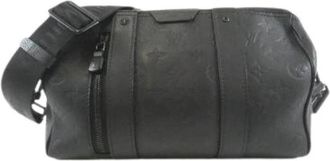Louis Vuitton Pre-owned Monogram Shadow City Keepall Calf Boston Bag - Heren - Vintage Schoudertas - Zwart - ONE Size - Leer - Vintage