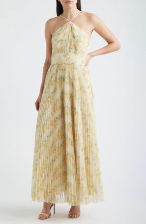 Hutch Blaine Pleated Gown in Ivory /Yellow at Nordstrom, Size 14