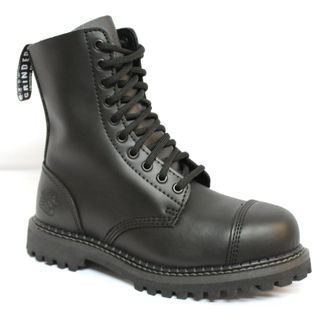 Grinders Stag CS Black Unisex Safety Steel Toe Cap Military Punk Boots Leather - Size UK 5