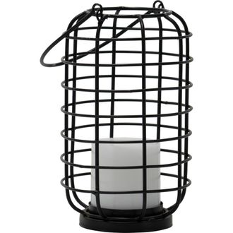 Foreside Home And Garden Black Round Metal Wire Pillar Candle Holder with Handle at Nordstrom