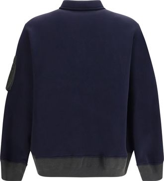 sacai Mens Terry Cloth Zip Polo Navy&times;d-Khaki Cotton; Polyester Shirts Navy&times;d/khaki T-shirts And Polos