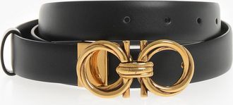Ferragamo Cintura in Pelle con Fibbia Gancini Effetto Dorato 25mm Salvatore Ferragamo